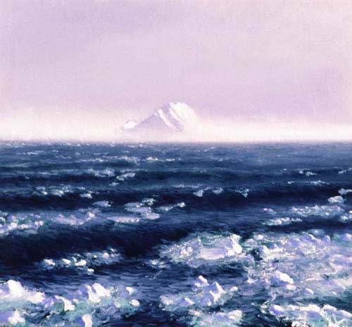 Ice in Swells Greenland Coast  Painting by David Rosenthal